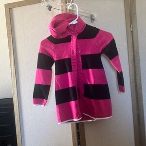 FINAL MARKDOWN Take out girls Pink and Black Striped Hooded Cardigan 6